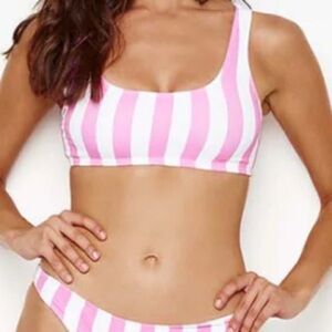 Solid & Striped NWT Powder Pink White Bikini Top Size X-Large